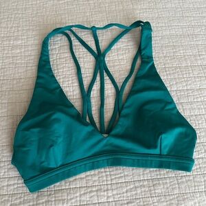Lululemon Triangle V Neck Teal Strappy Bralette Size 2